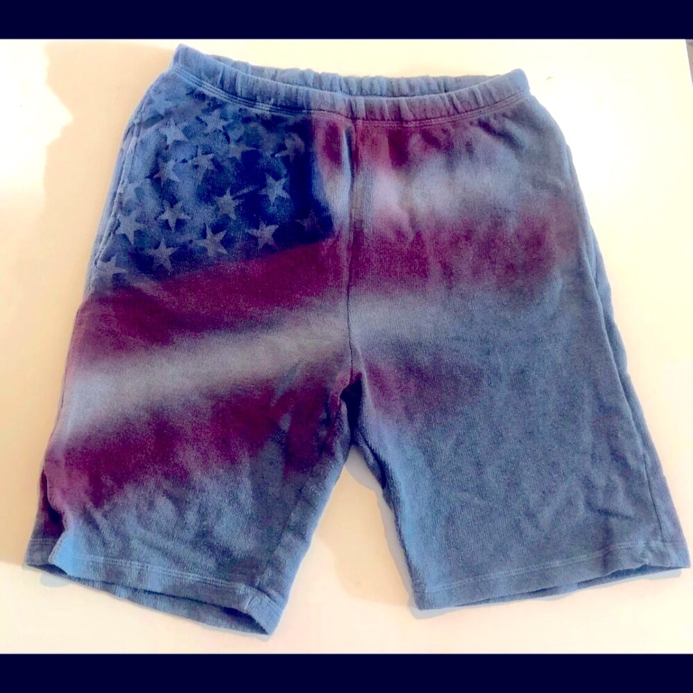 Happiness Casual Shorts American Flag 4th July Men Blue Red M